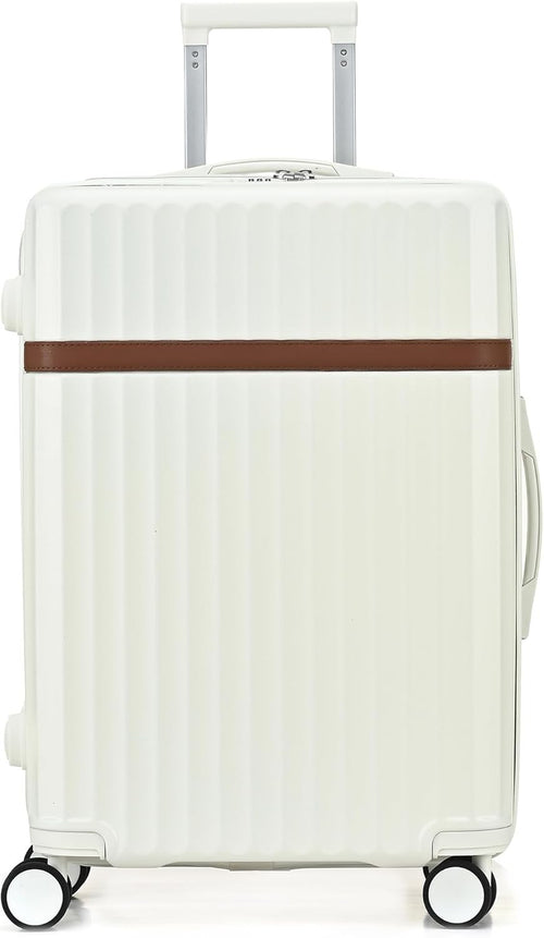 24 Inch Medium Hard Shell Suitcase PC ABS Lightweight Spinner Lock White