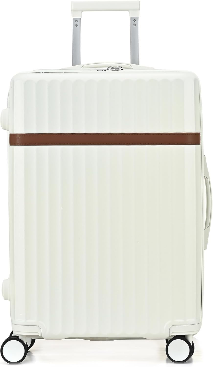 24 Inch Medium Hard Shell Suitcase PC ABS Lightweight Spinner Lock White