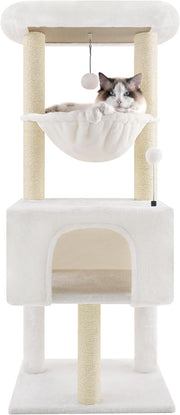 110cm Cat Tree Tower with Condo Hammock Sisal Scratching Posts Indoor