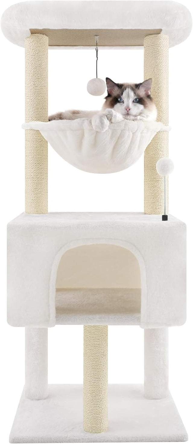110cm Cat Tree Tower with Condo Hammock Sisal Scratching Posts Indoor