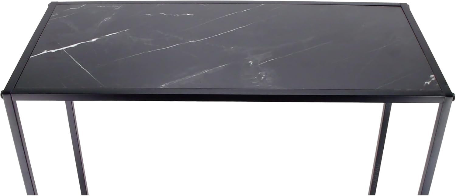 Slim Metal Console Table with Marble Effect Top, Entryway Storage