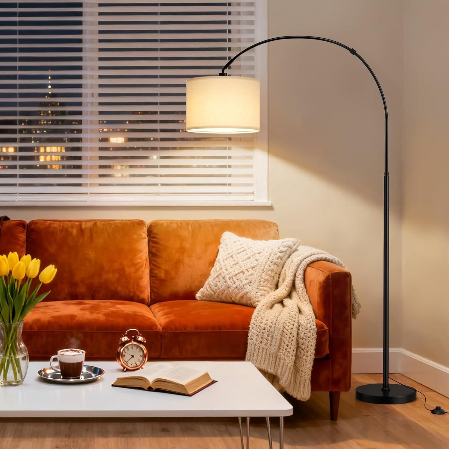 Arc Floor Lamp Remote Dimmable Corner Standing Light Modern Tall Lamp