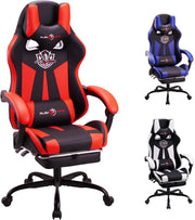 Reclining Gaming Chair with Footrest Ergonomic PU Leather Red