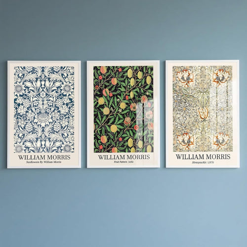 Vintage Floral Wall Art Set of 3 Neutral Canvas Prints Unframed 40x50cm