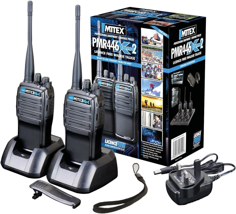 Heavy Duty Walkie Talkies Twin Pack IP66 License Free 16 Channel Radio