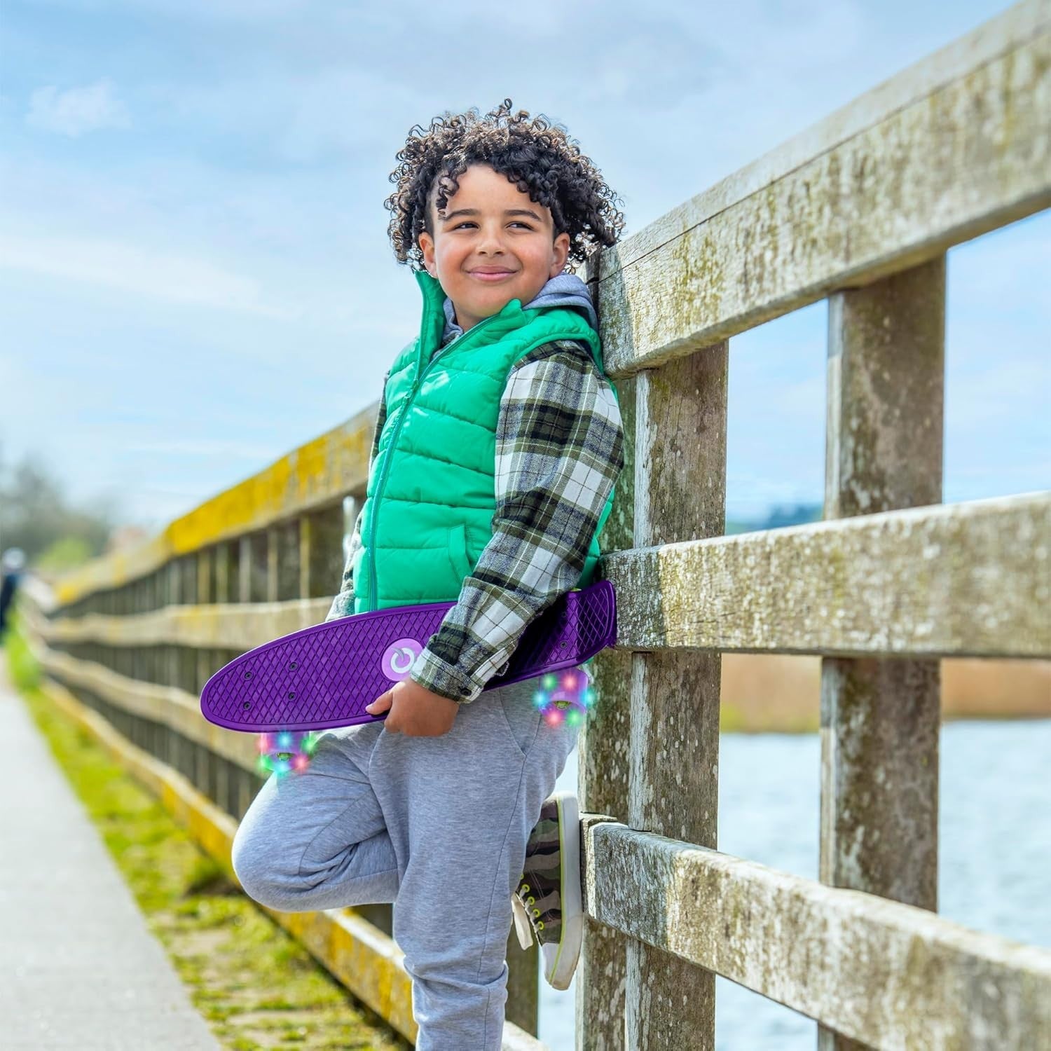 22" Purple Light-Up Mini Cruiser Skateboard | Kids Beginner Penny Board