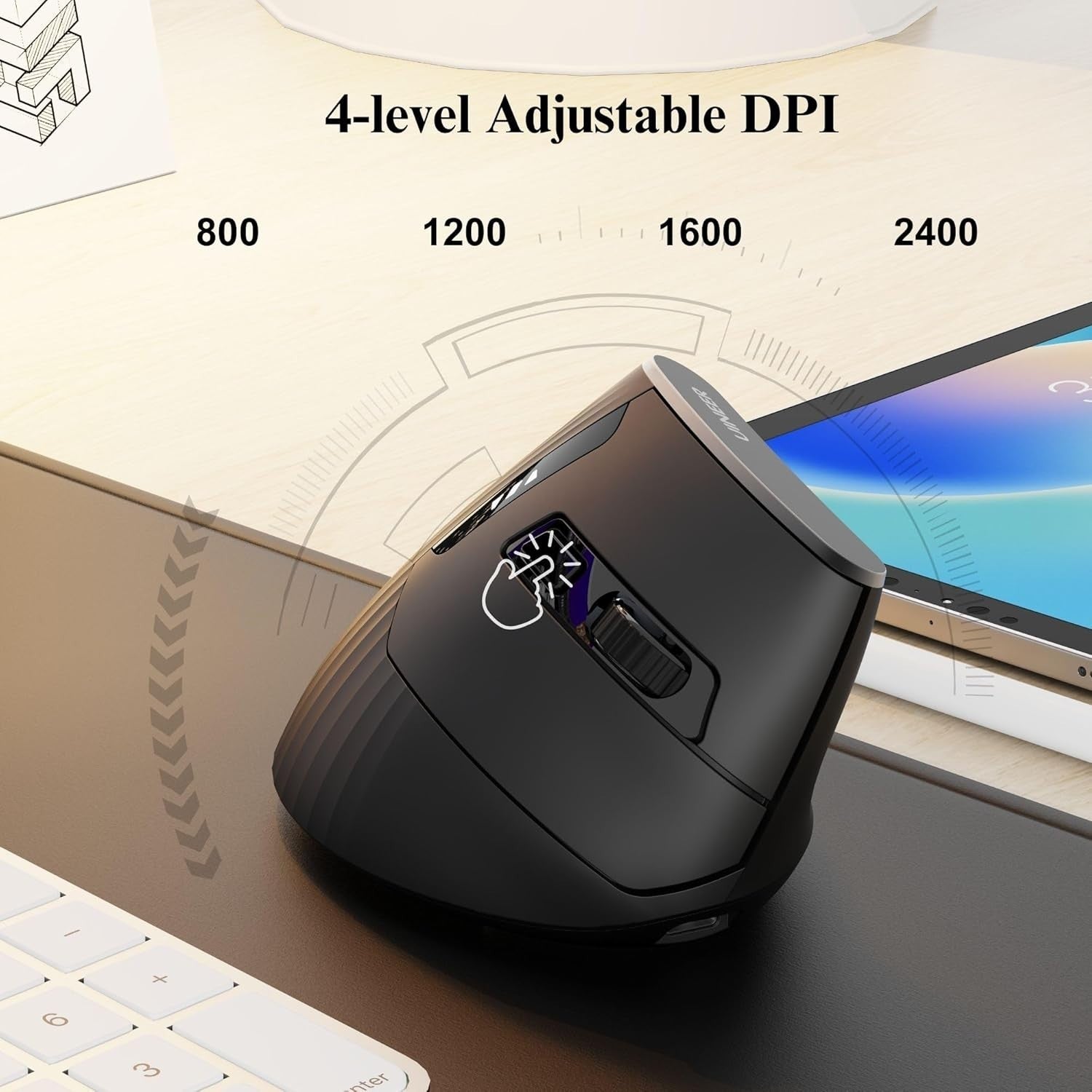 Vertical Ergonomic Wireless Mouse Bluetooth Rechargeable Black