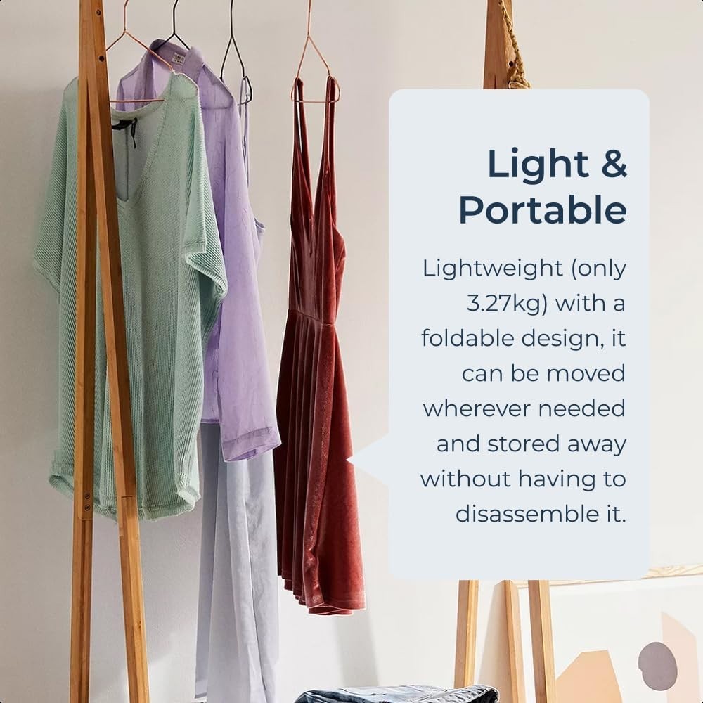 Bamboo Clothes Rack with Shoe Shelf – Foldable & Lightweight