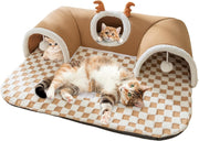 U Shape Cat Tunnel Bed 65x40cm Memory Foam Thermal Fleece Cave