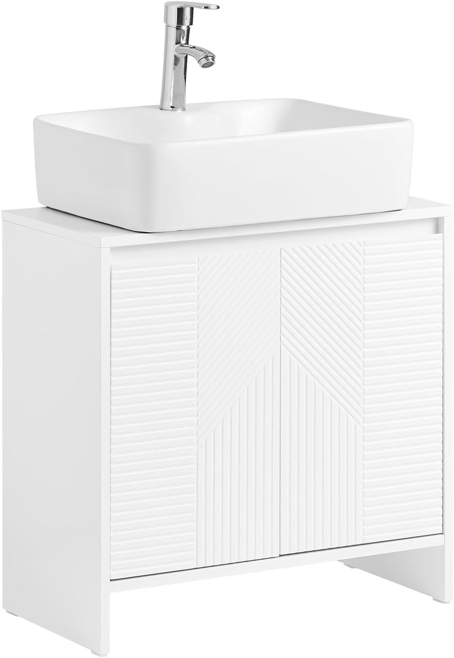 Slim White Under Sink Bathroom Cabinet – Adjustable Shelves Storage Unit