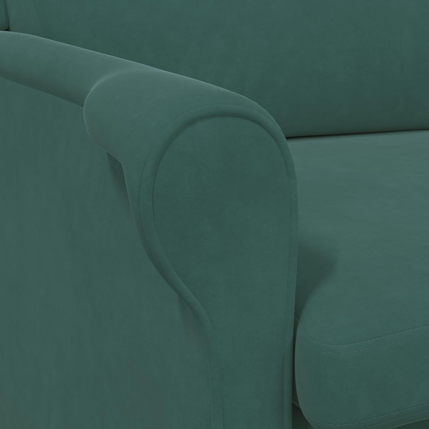 Dark Green Recliner Armchair Fabric Wingback Chair Wood Legs Lounge