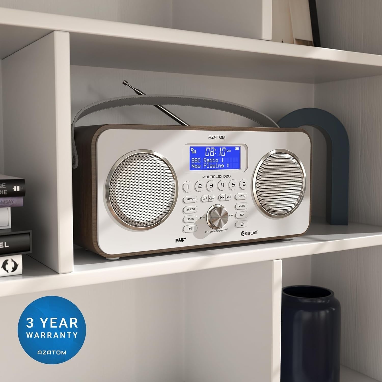 DAB/DAB+ FM Digital Radio Bluetooth Rechargeable Remote Walnut