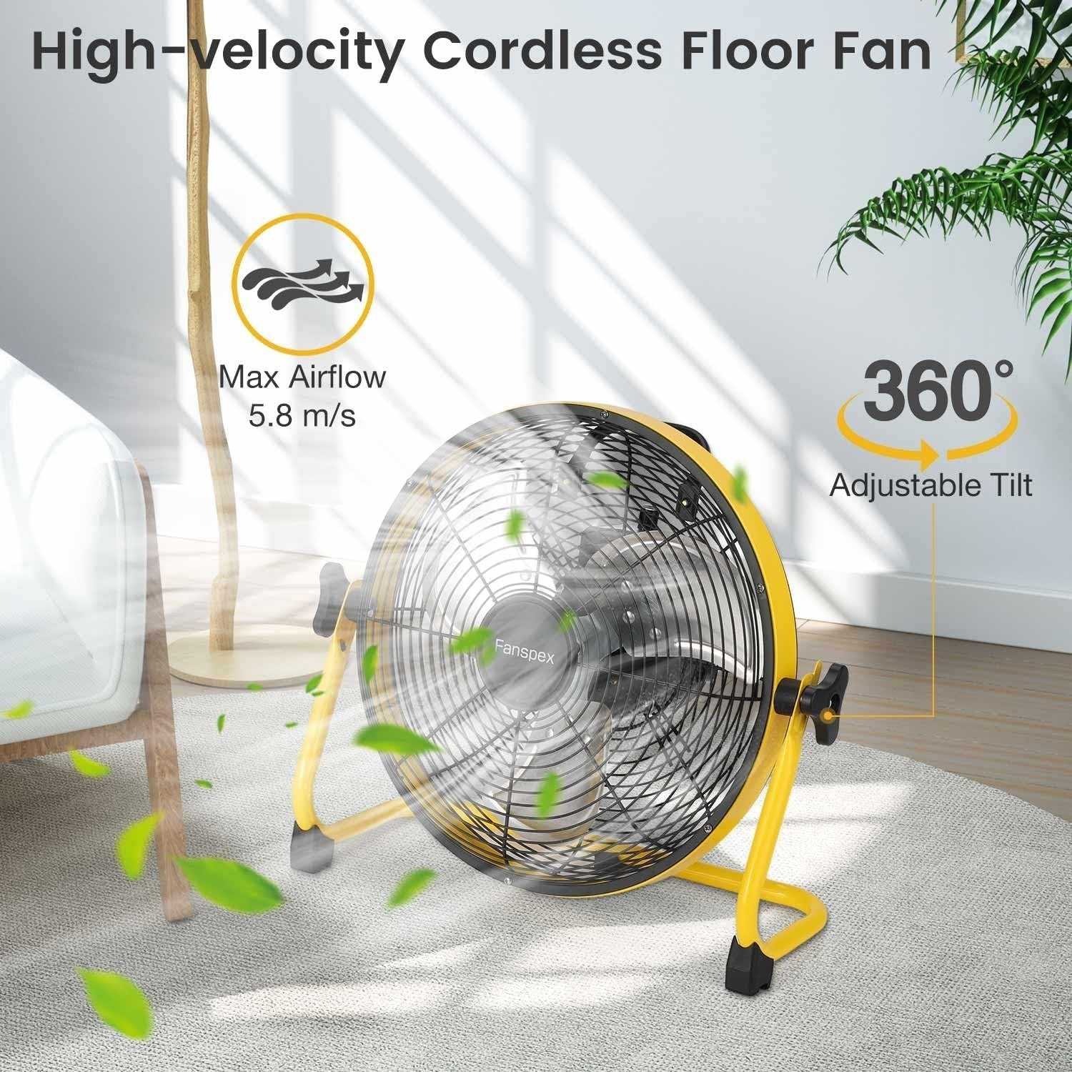 12" Rechargeable Camping Fan – 20000mAh Battery 3 Speeds High-Velocity Airflow