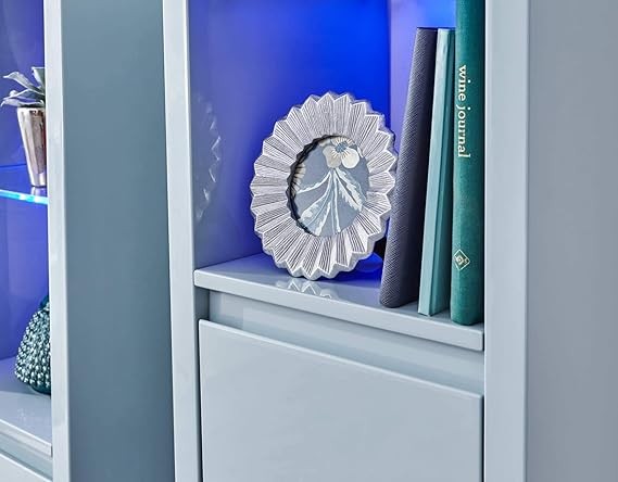 Modern LED Wall Display Cabinet – Floating Storage Unit with Glass Shelves
