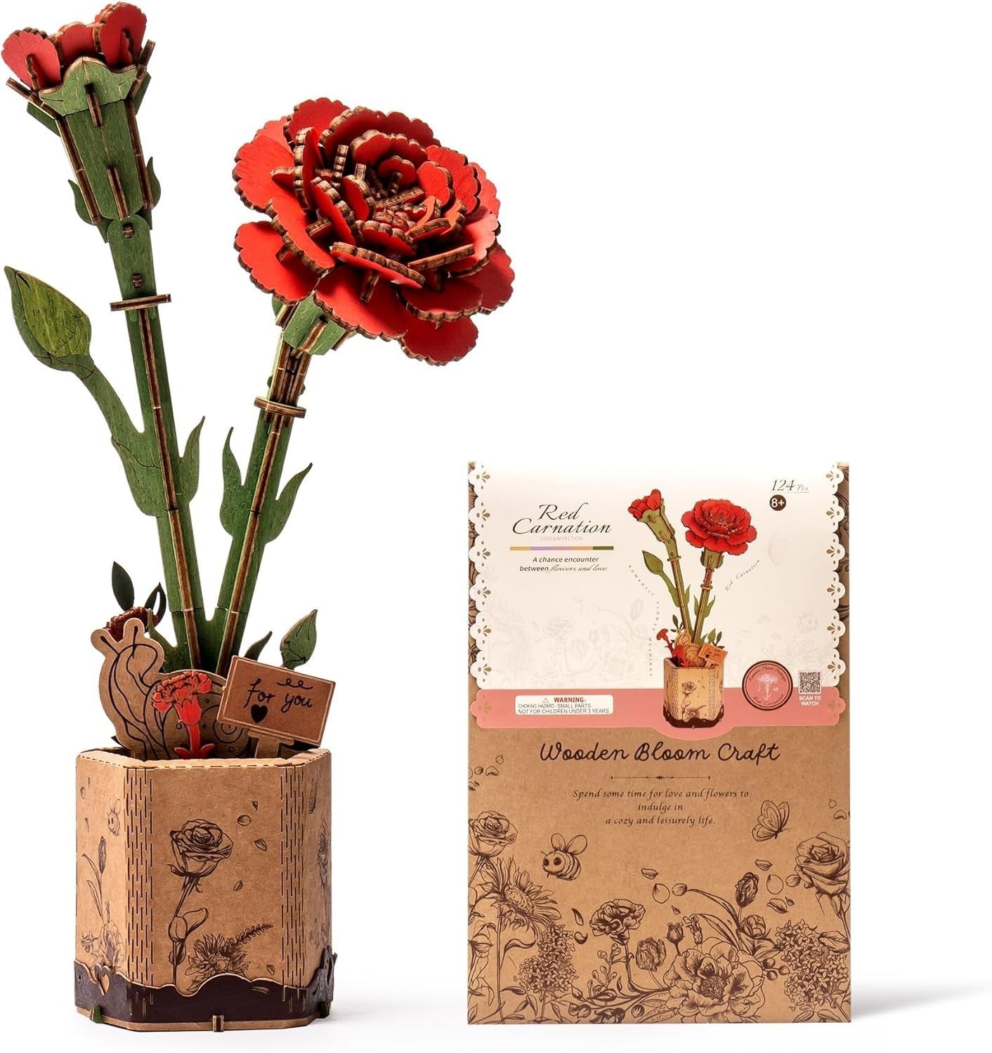 3D Wooden Flower Puzzle DIY Kit - Artificial Floral Model for Home Decor