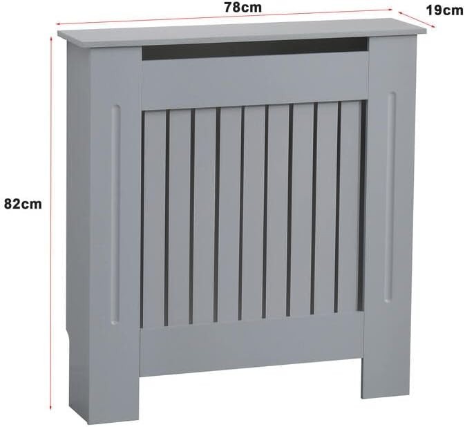Large Grey Radiator Cover | Modern MDF Cabinet with Vertical Slats