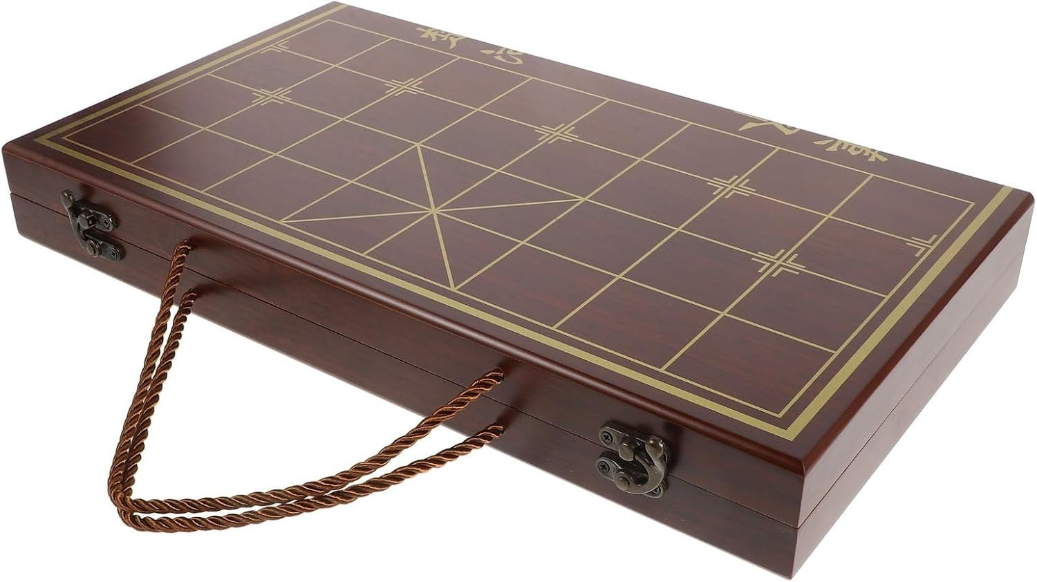 Wooden Xiangqi Travel Chess Set Folding Board Storage Handle
