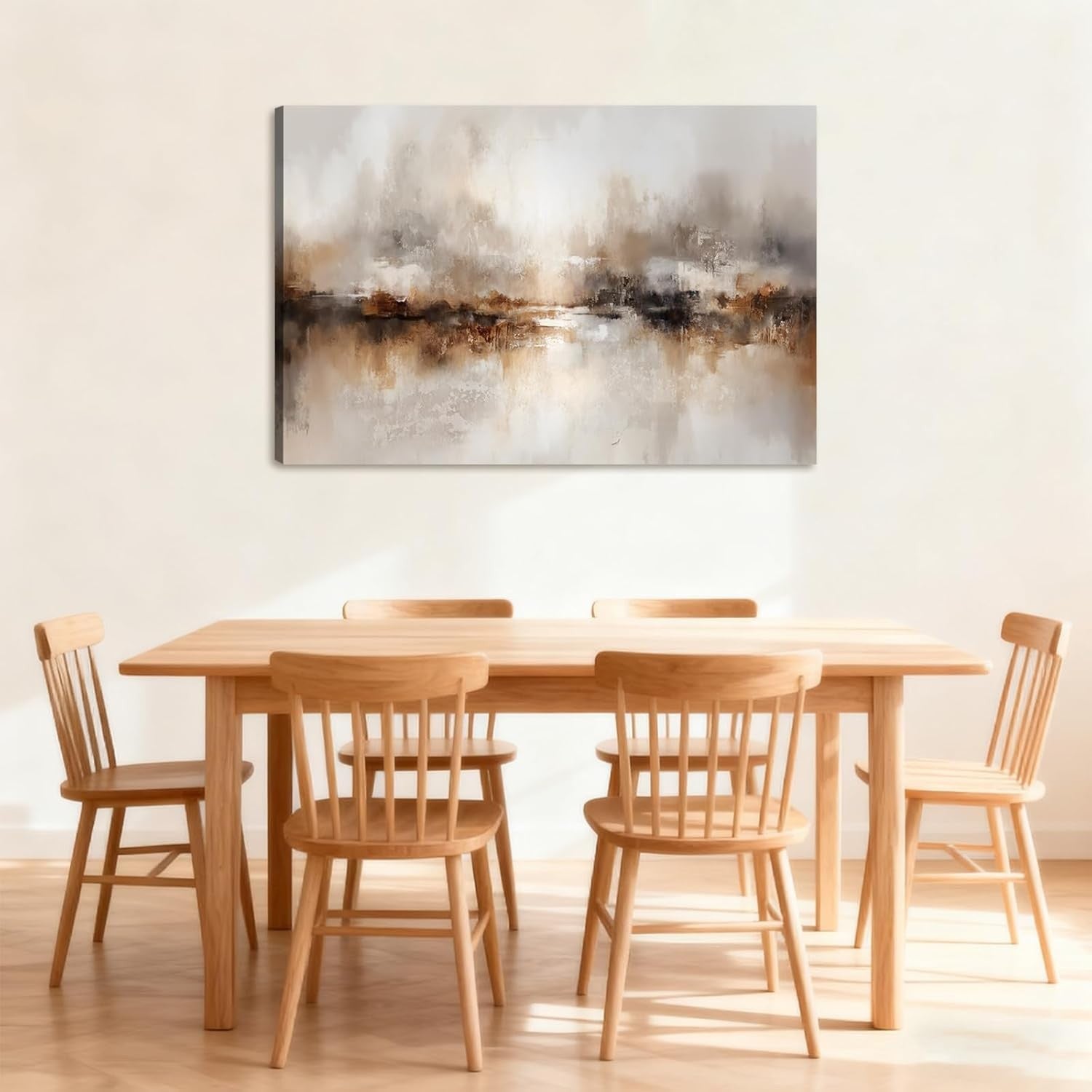 Beige Abstract Wall Art Canvas Framed Neutral Modern Minimalist 59x39cm