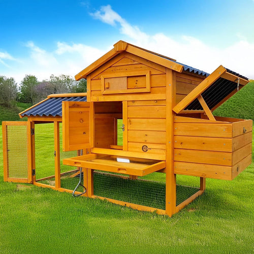 5ft Wooden Chicken Coop with Covered Run Nest Box Easy Clean 1–3 Birds