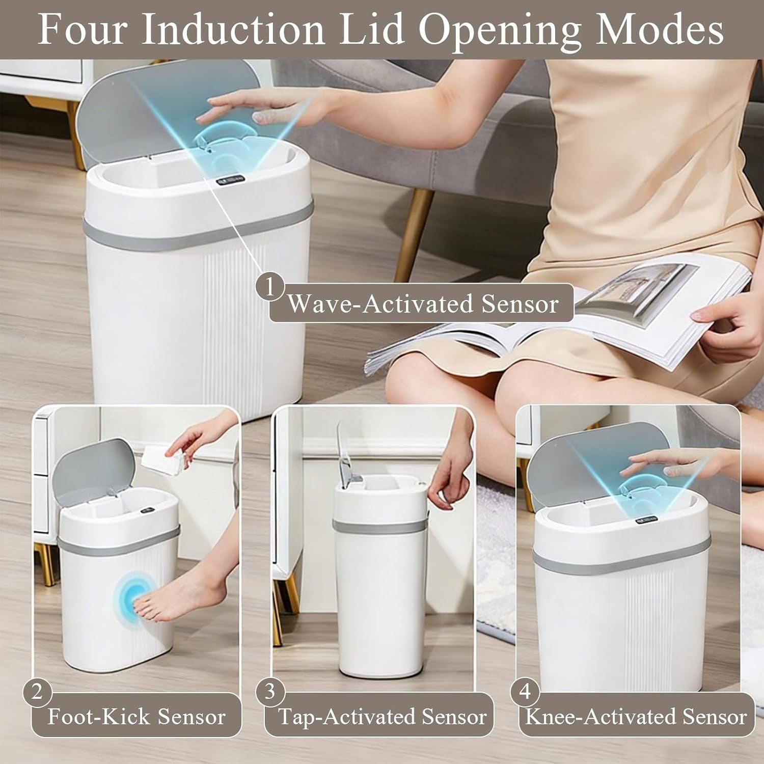 12L Automatic Touchless Bathroom Bin Motion Sensor Waterproof