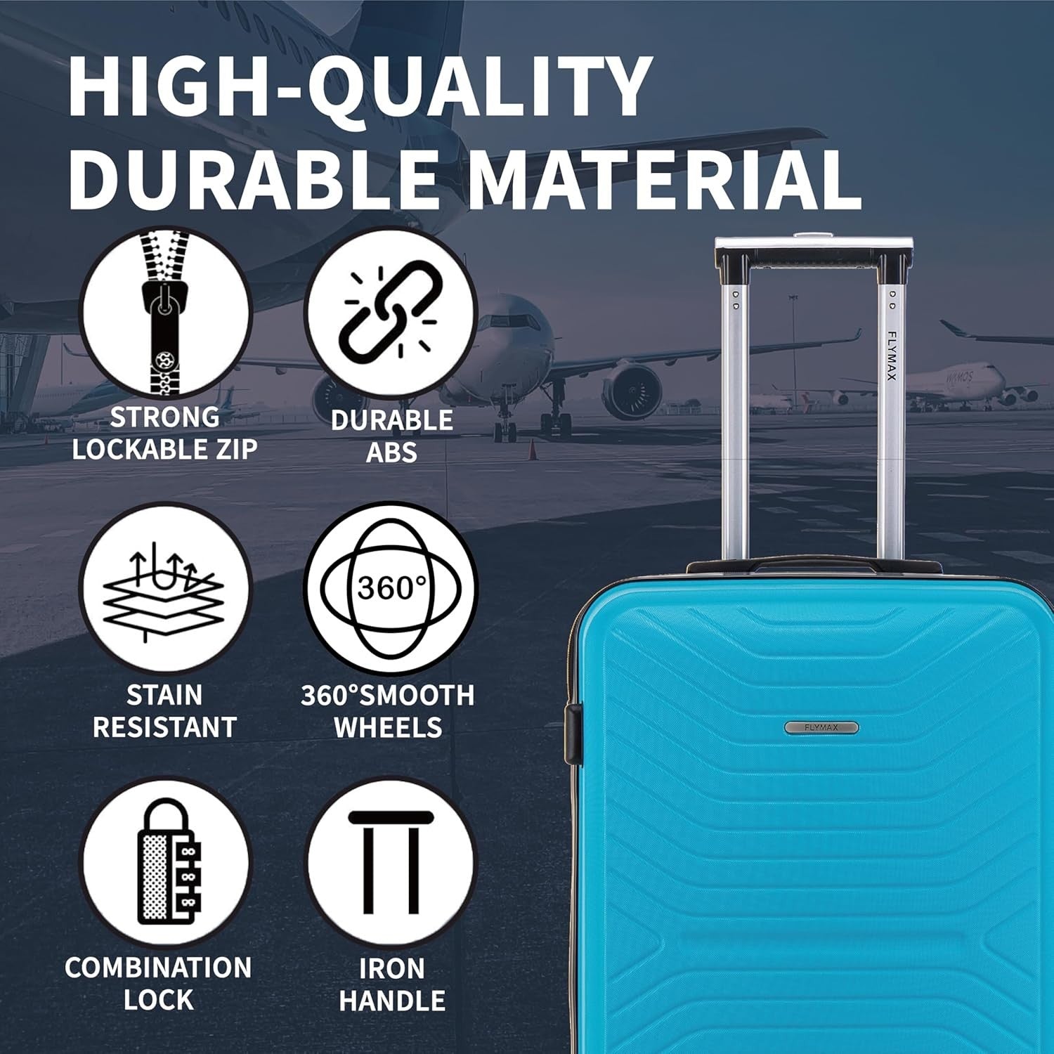 24'' Medium ABS Check In Suitcase Lightweight 4 Spinner Wheels 68L Lock