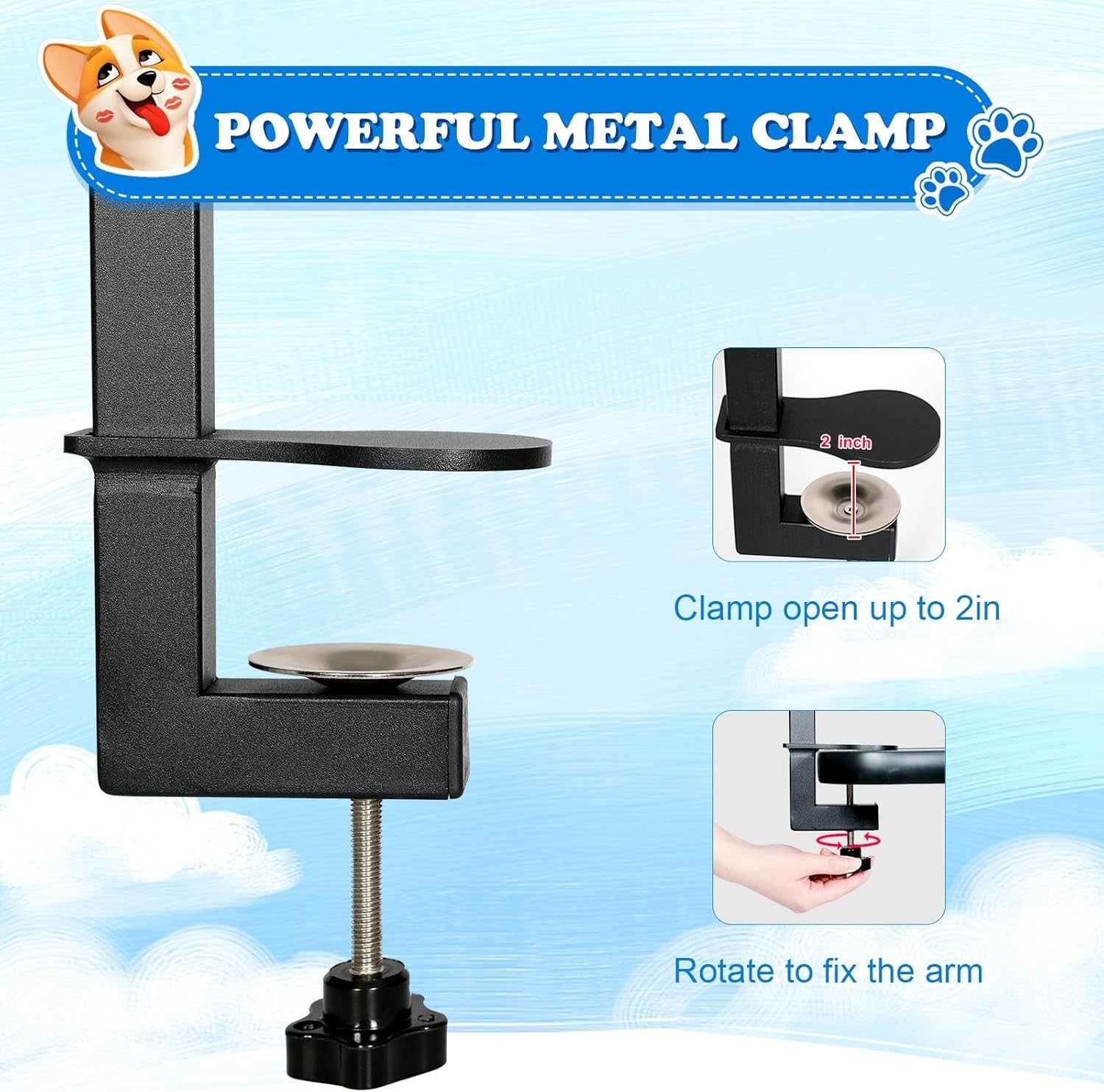 Dog Grooming Table Arm Clamp Adjustable Folding with Safety Noose for Small Dogs