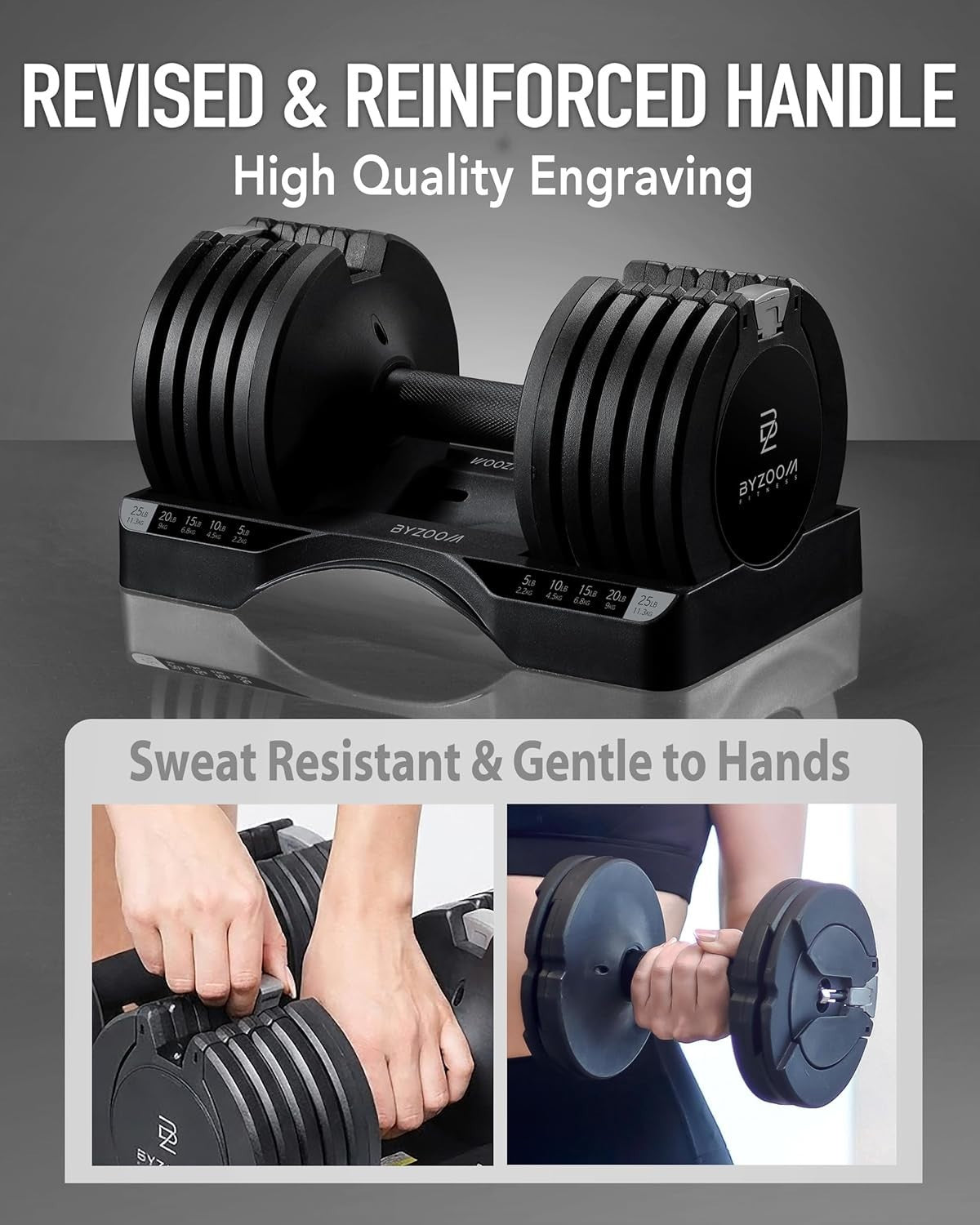 Single Adjustable Dumbbell 25lb 5-in-1 Quick Select Smart Home Gym Weight