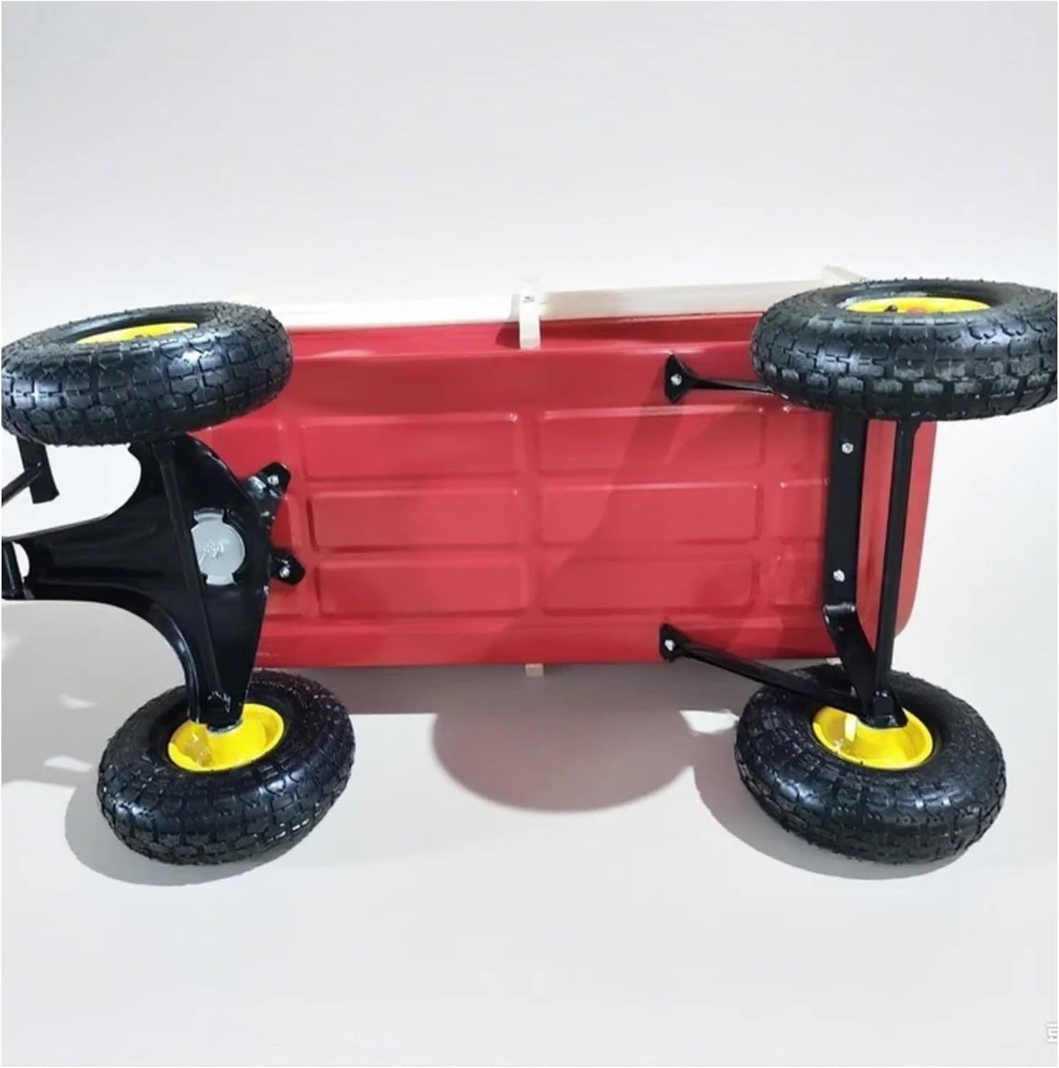 Heavy Duty Garden Utility Wagon Cart | Outdoor Pull Trolley w/ 4 Wheels & Steel