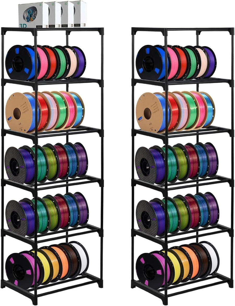 2-Pack 6-Tier Metal Filament Storage Rack Heavy Duty 3D Printer Spool Organizer