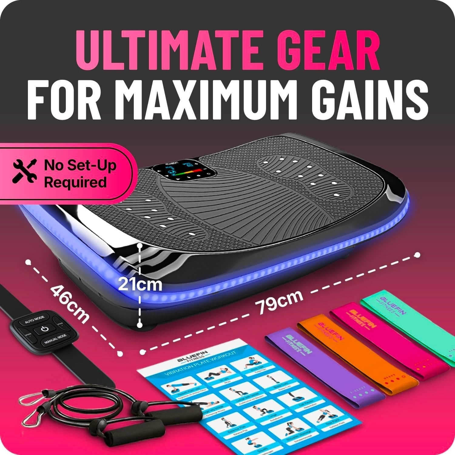 Black 4D Vibration Plate Exercise Machine Weight Loss Recovery Workout