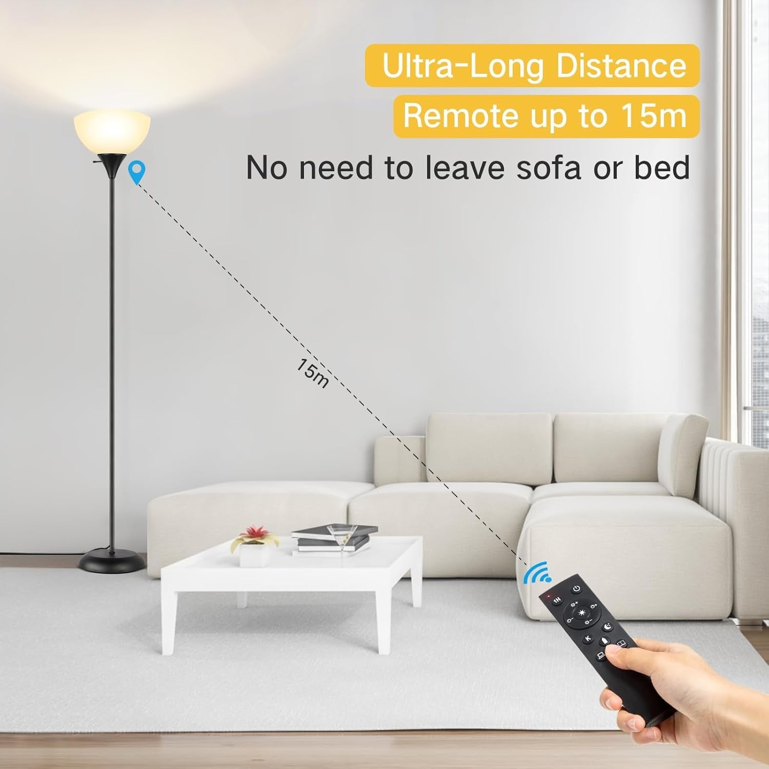 LED Uplighter Floor Lamp Remote Dimmable 3000–6000K Tall Standing Light