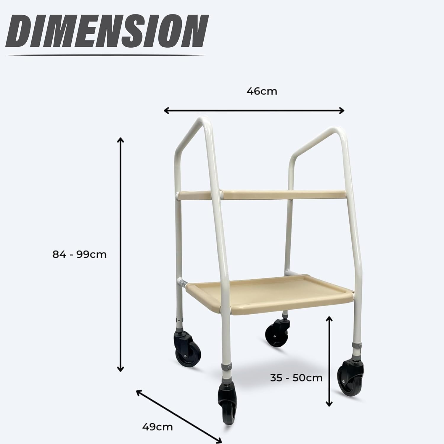 Mobility Walking Trolley Frame with Wheels Tray Indoor Outdoor Support