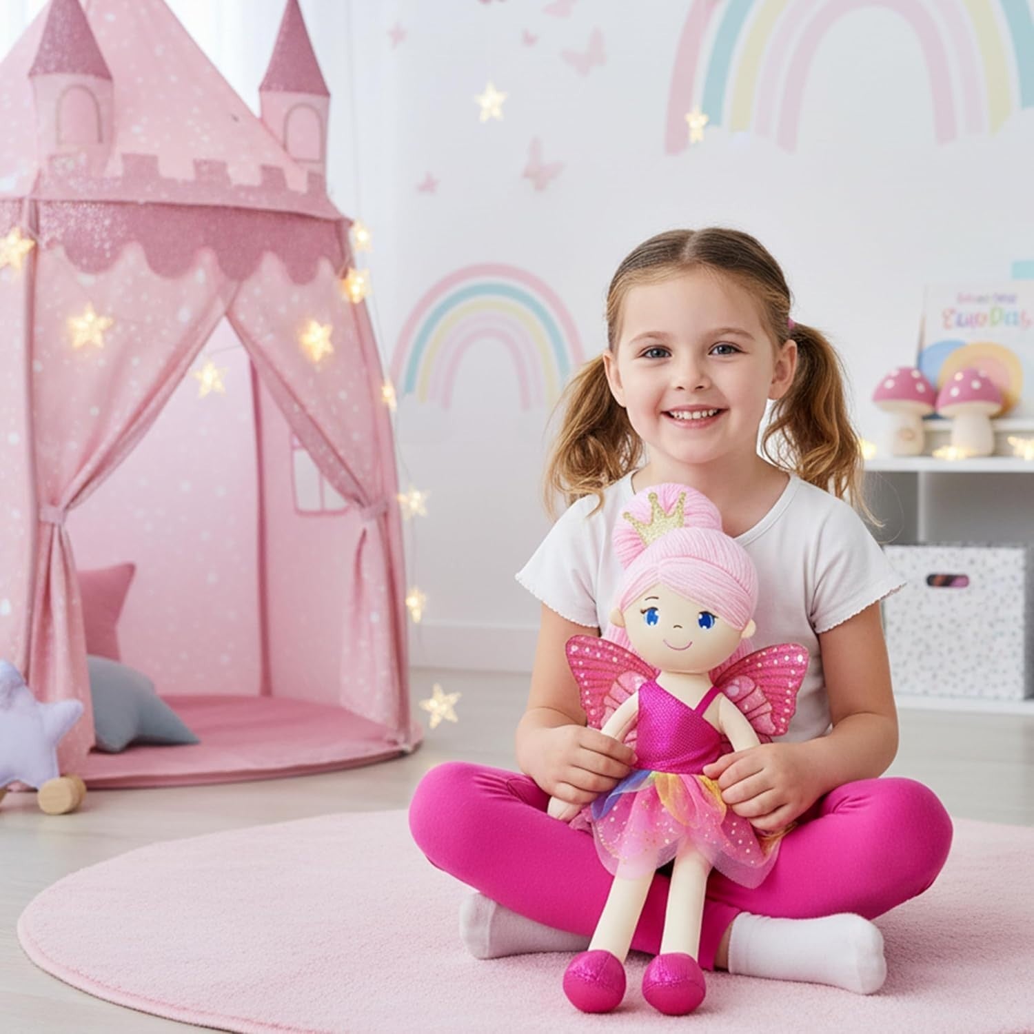 Enchanted Fairy Doll 40cm Plush Soft Toy Glowing Wings Girl Gift