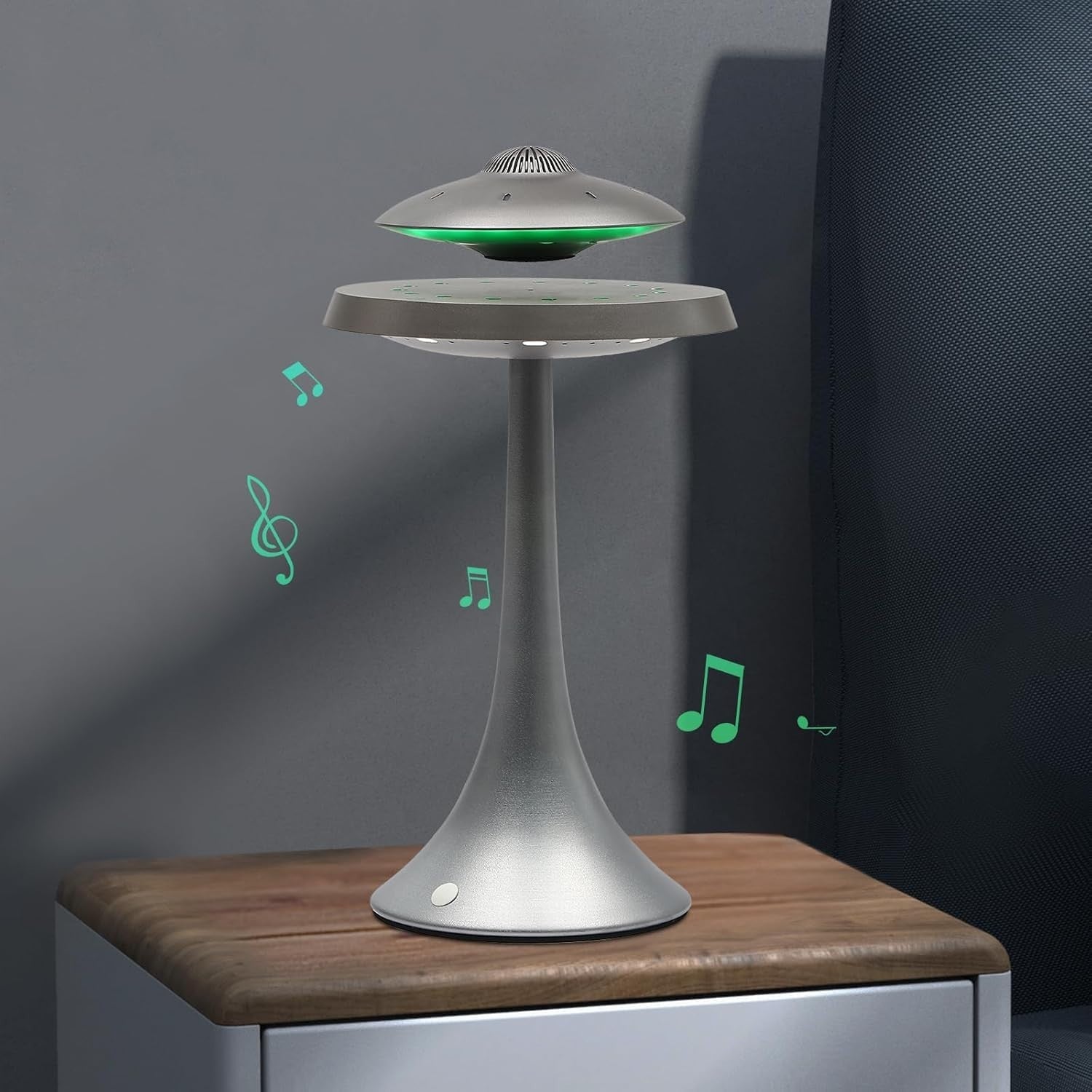Magnetic Levitating Bluetooth Speaker Grey, Floating LED UFO 5W Stereo