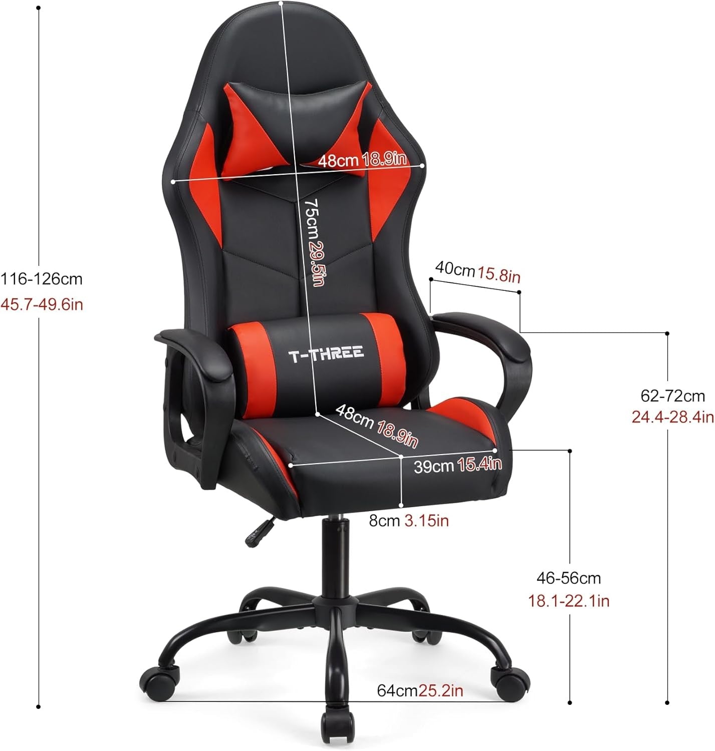 Ergonomic Gaming Chair High Back Swivel Office Desk Chair Red