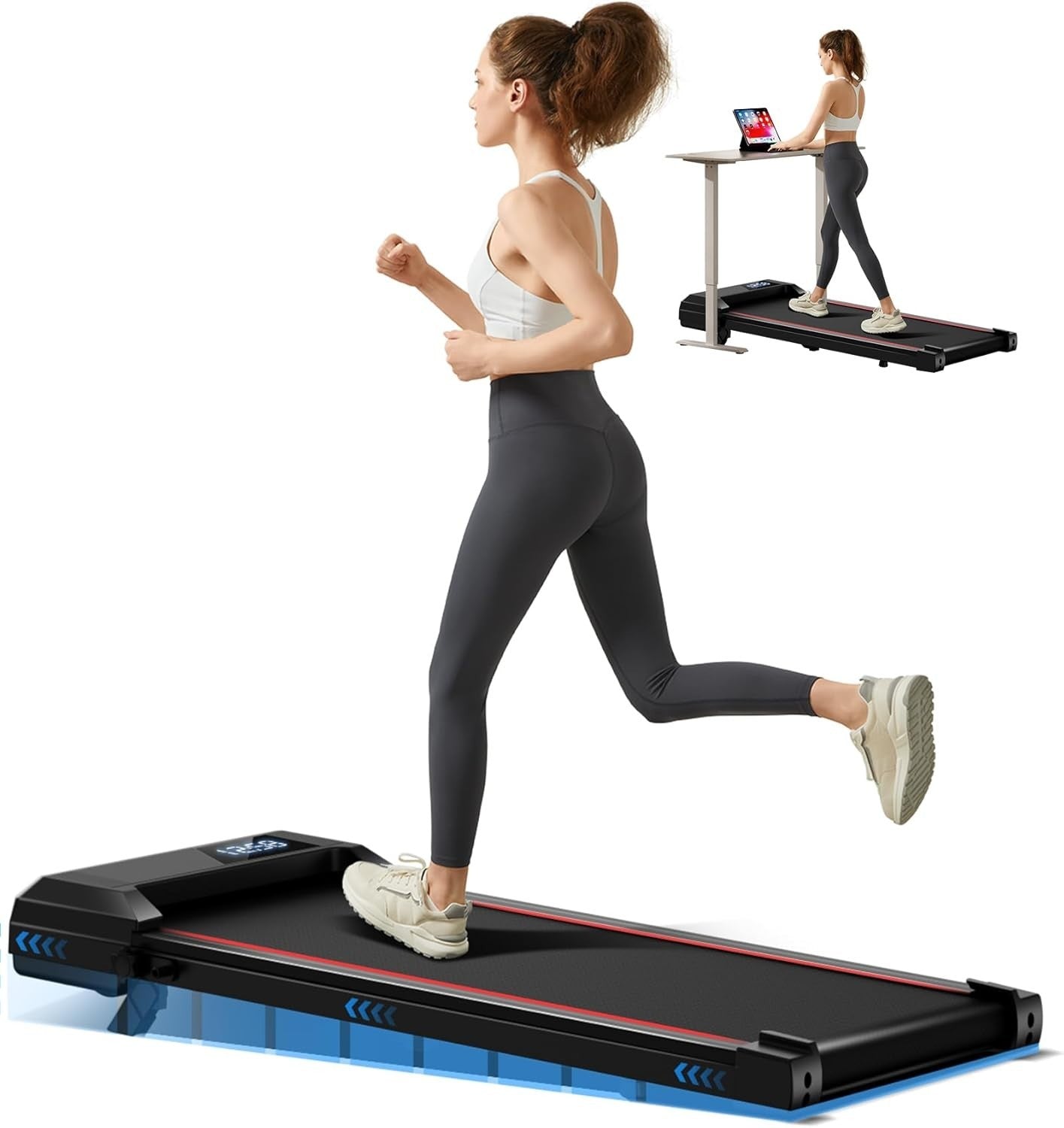 Under Desk Walking Pad 9% Incline Lightweight Treadmill Home Office LED