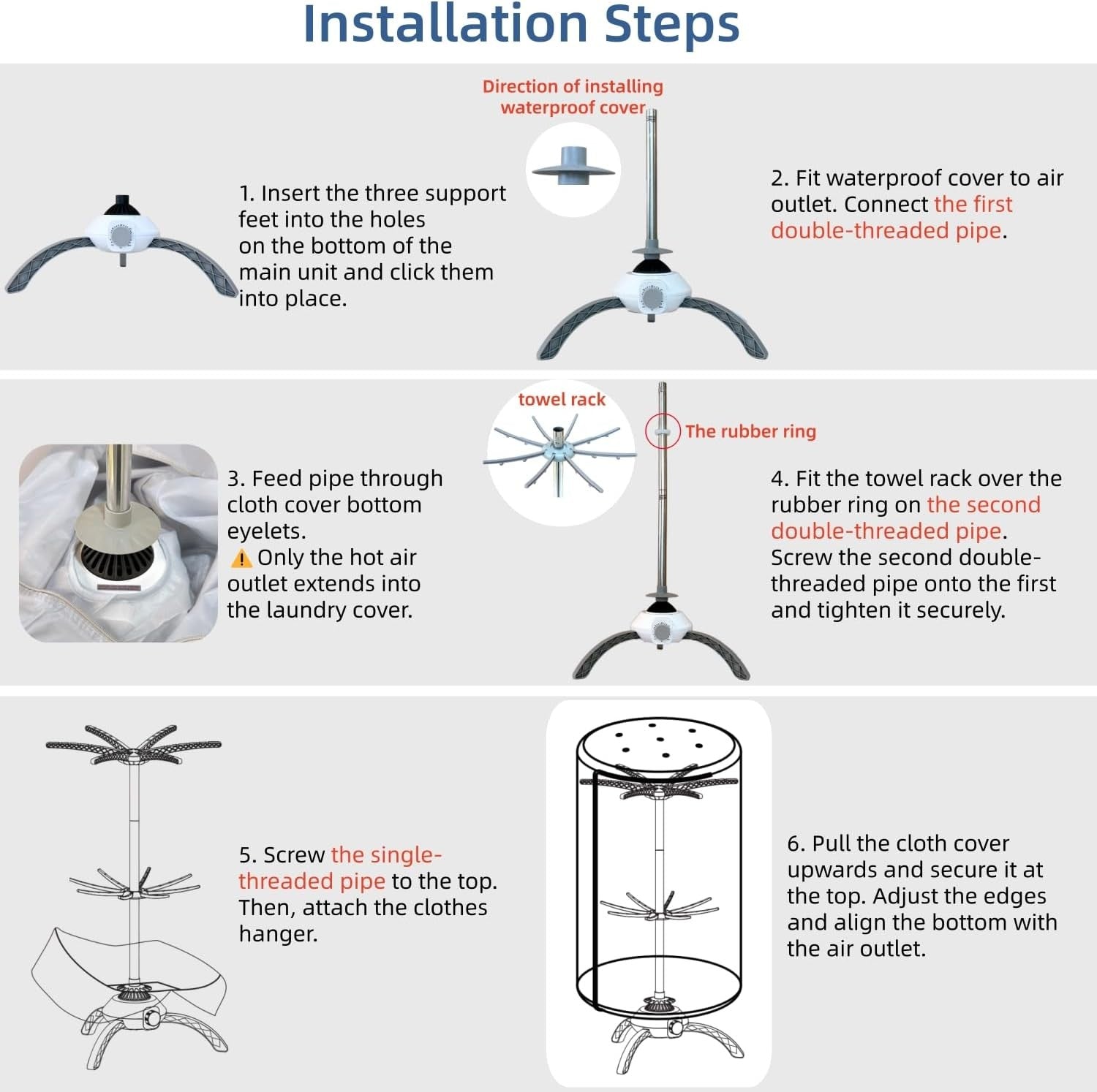 Electric Clothes Dryer 900W Compact 2 Tier Indoor Heated Airer with Timer