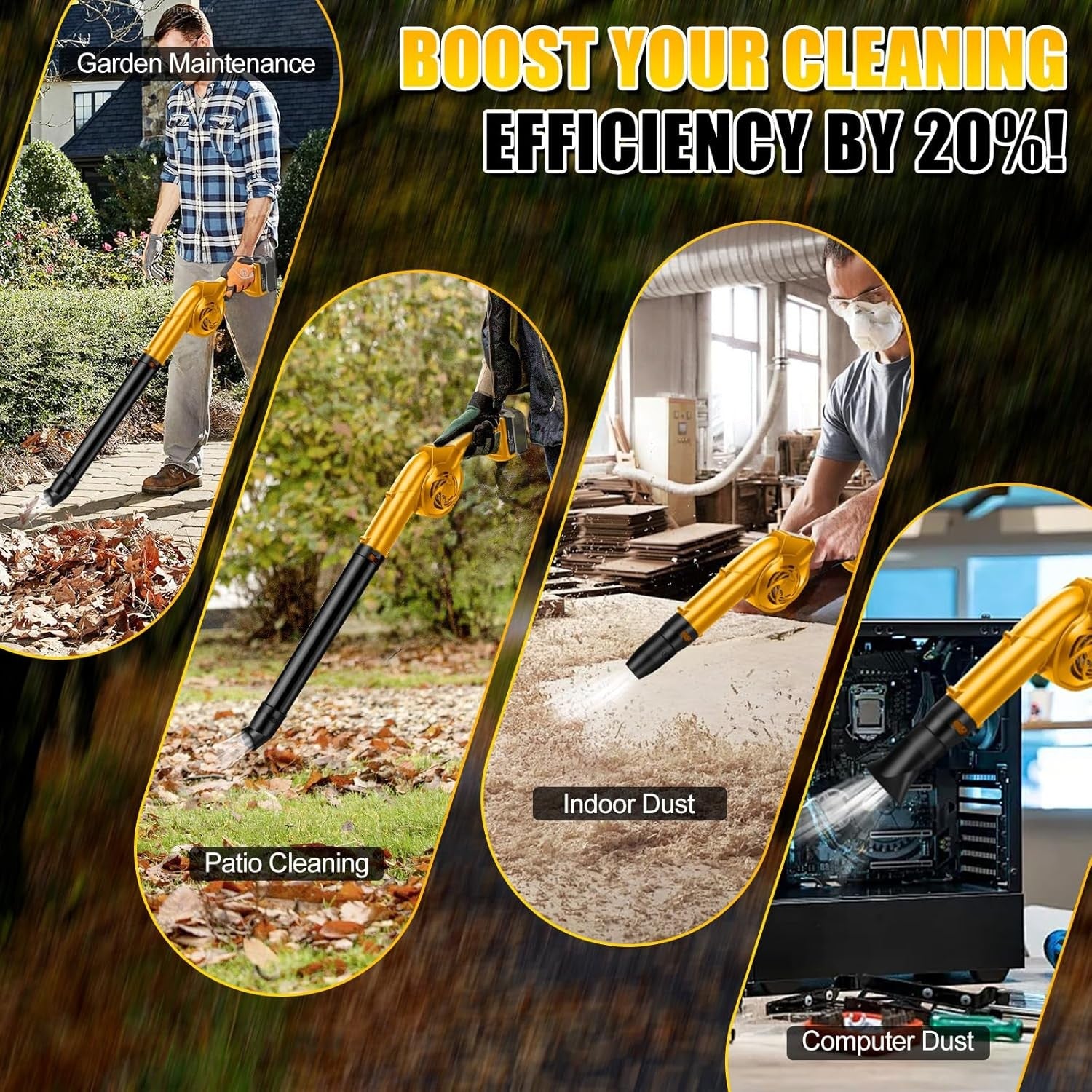 Cordless Leaf Blower 18V 3-in-1 Brushless Handheld Garden Cleaner Tool Only