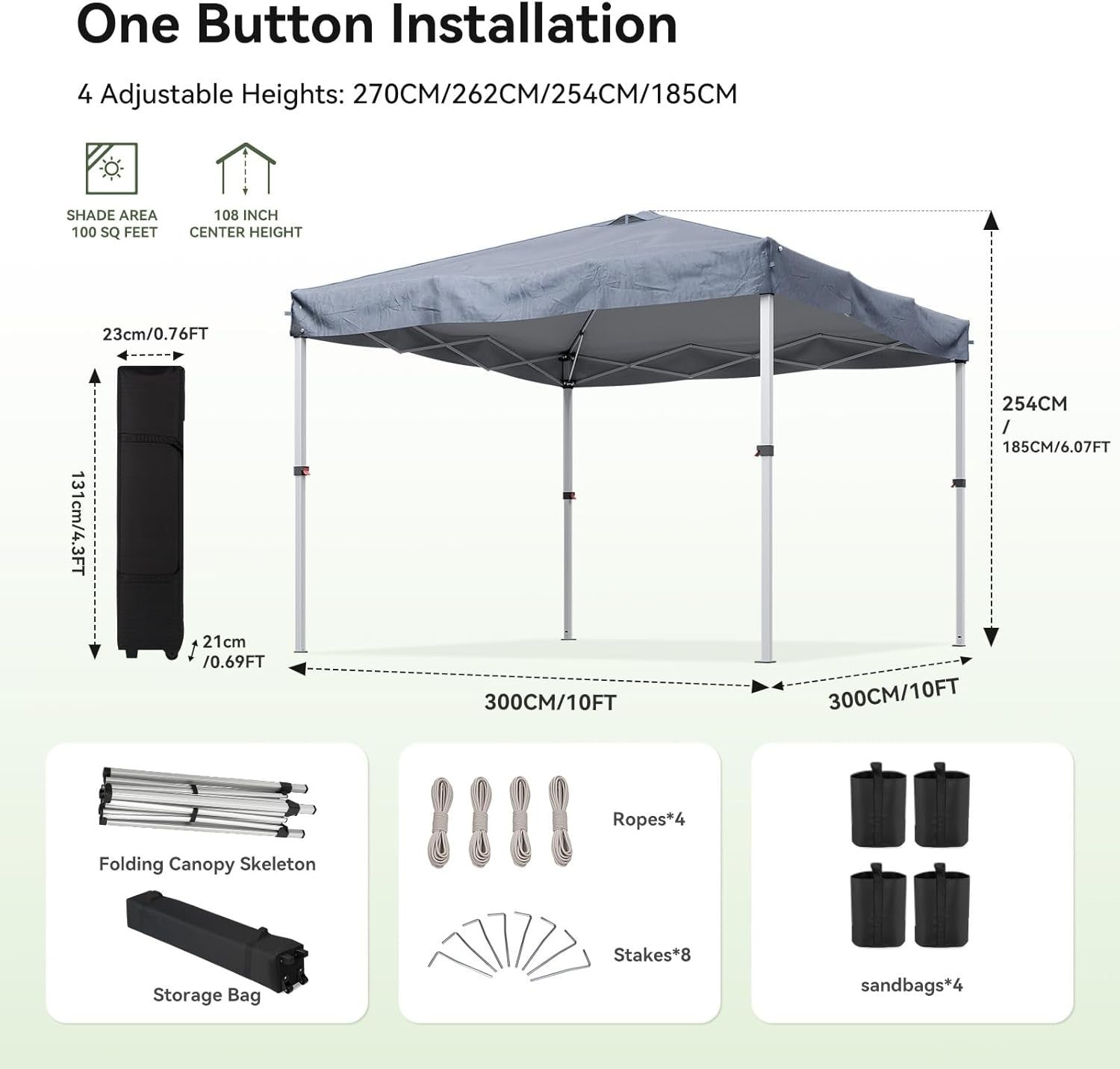 3x3M Grey Pop Up Gazebo Waterproof Garden Party Tent With Sandbags & Carry Bag