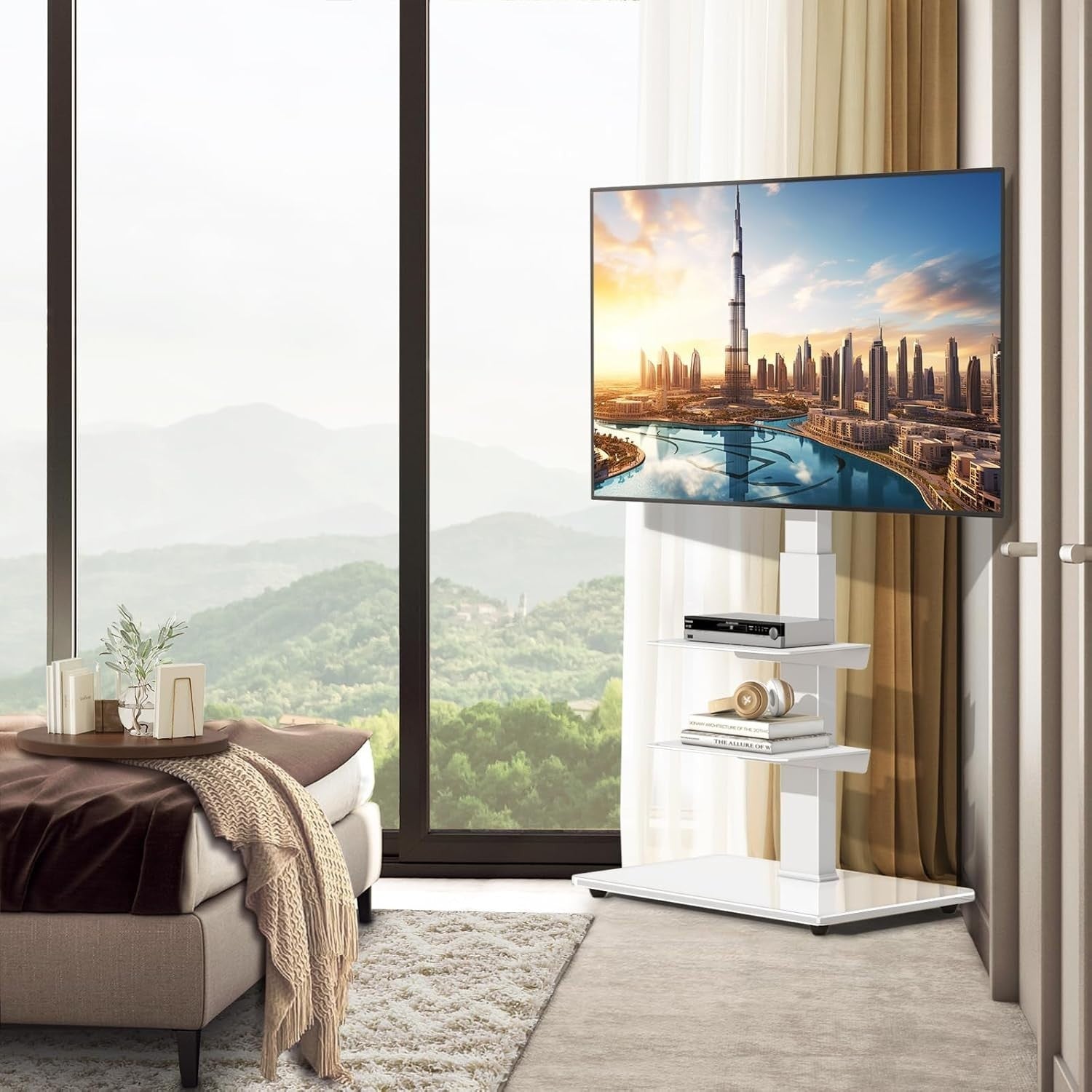Adjustable Swivel TV Floor Stand for 32-70" LCD LED Curved Screens, Max 50kg