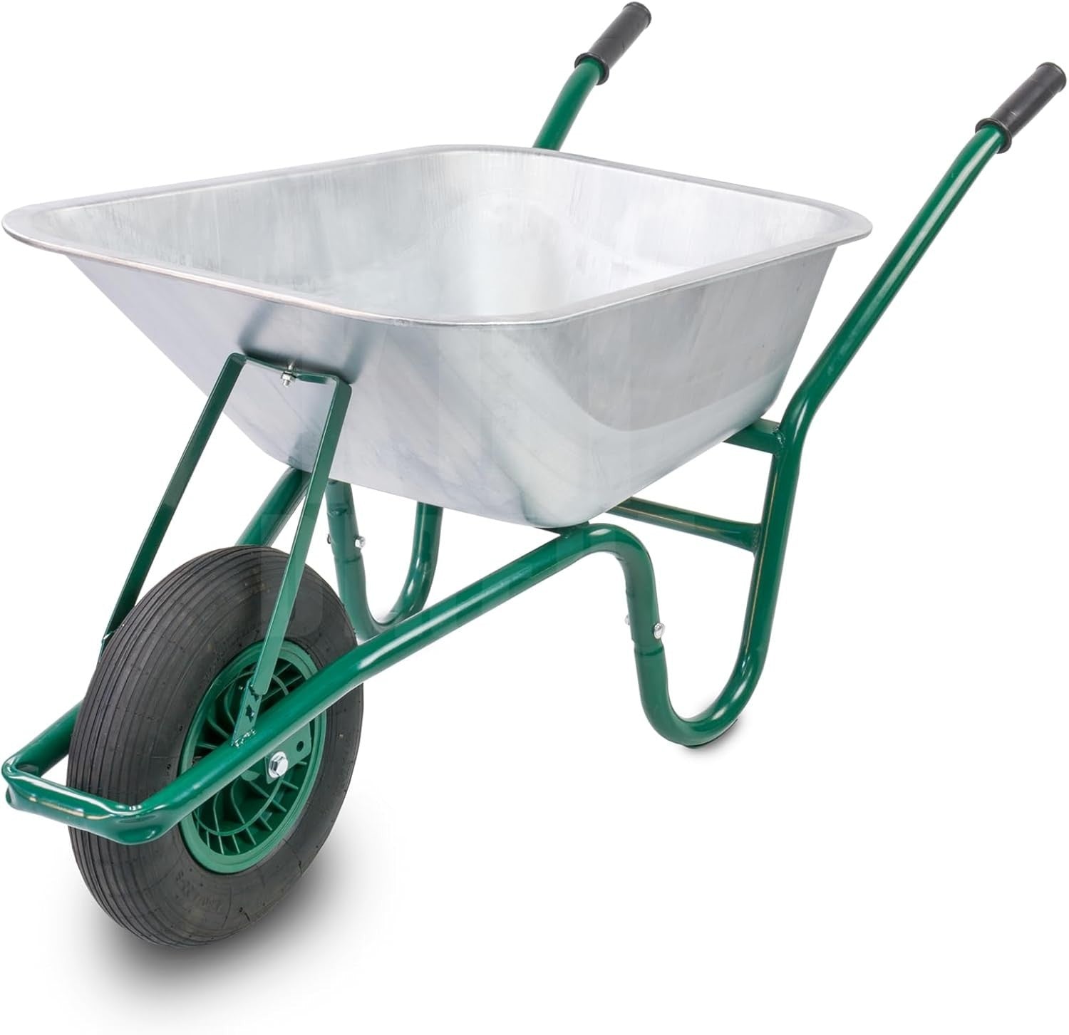 85L Wheelbarrow Green – Galvanised Steel w/ Pneumatic Tyre Heavy Duty Garden