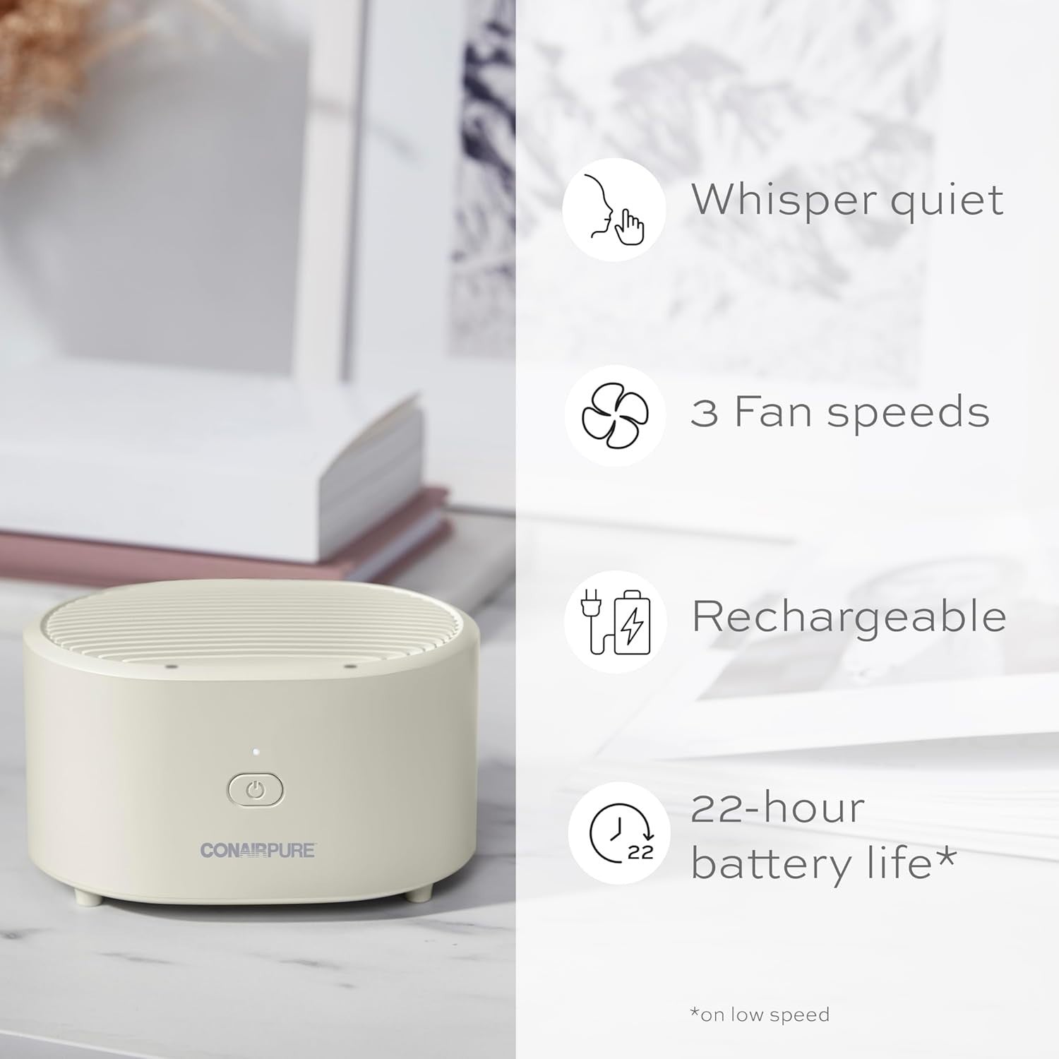 Portable Rechargeable HEPA Air Purifier Cordless Bedroom Allergy Dust