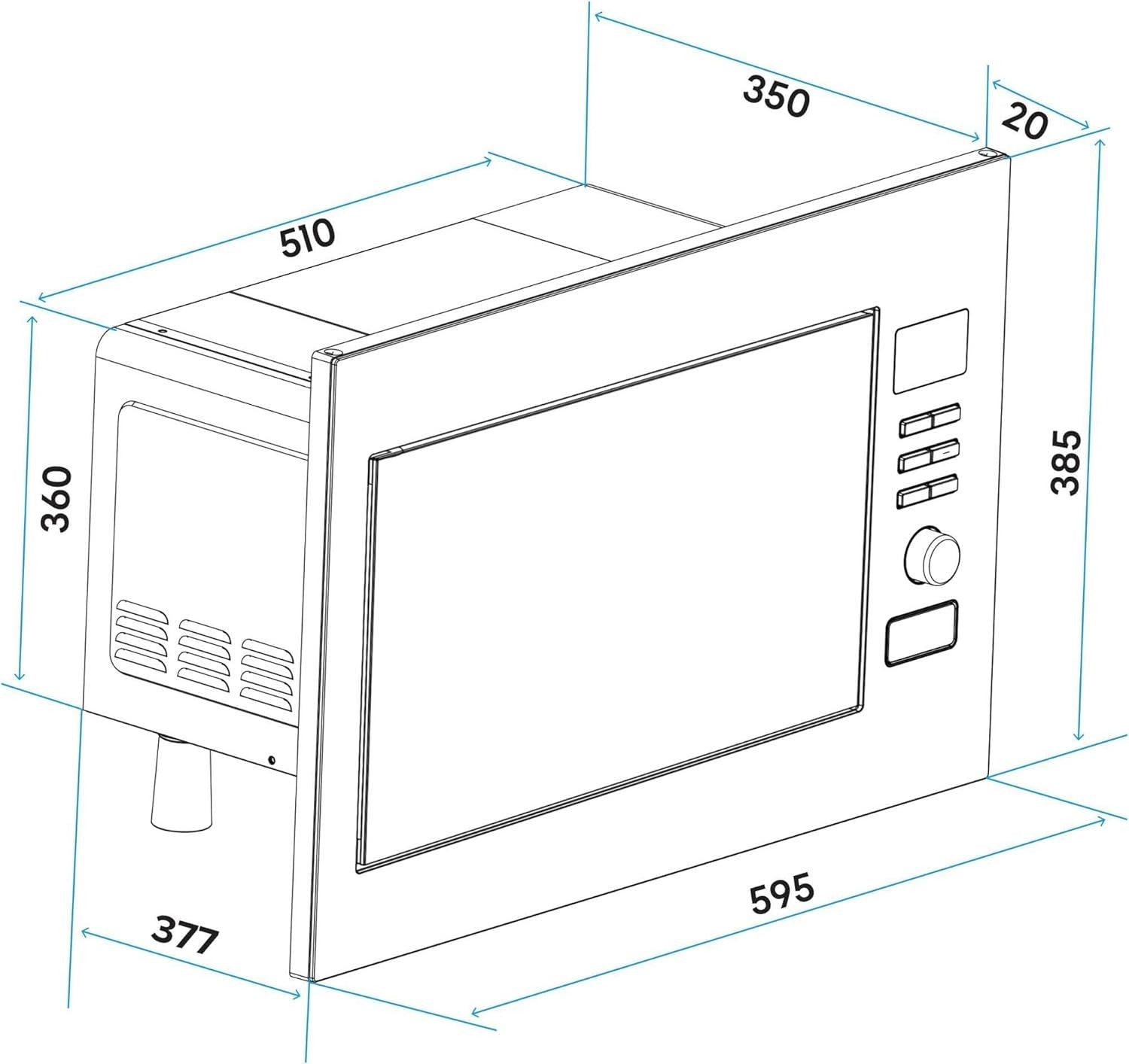 25L Integrated Microwave Oven 900W Grill Stainless Steel