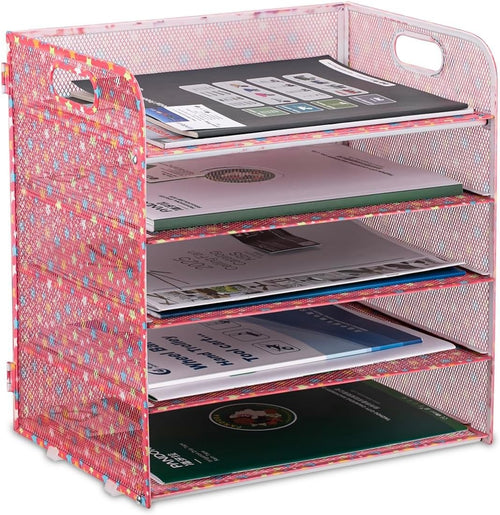 5-Tray Desk Organizer File Holder Vertical Paper Storage for Office Desk