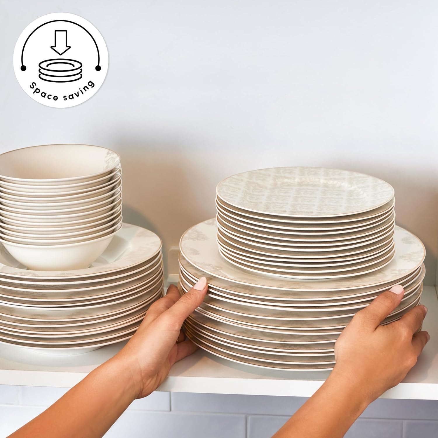 53 Piece Porcelain Dinner Set for 12 Plates Bowls Bone China White