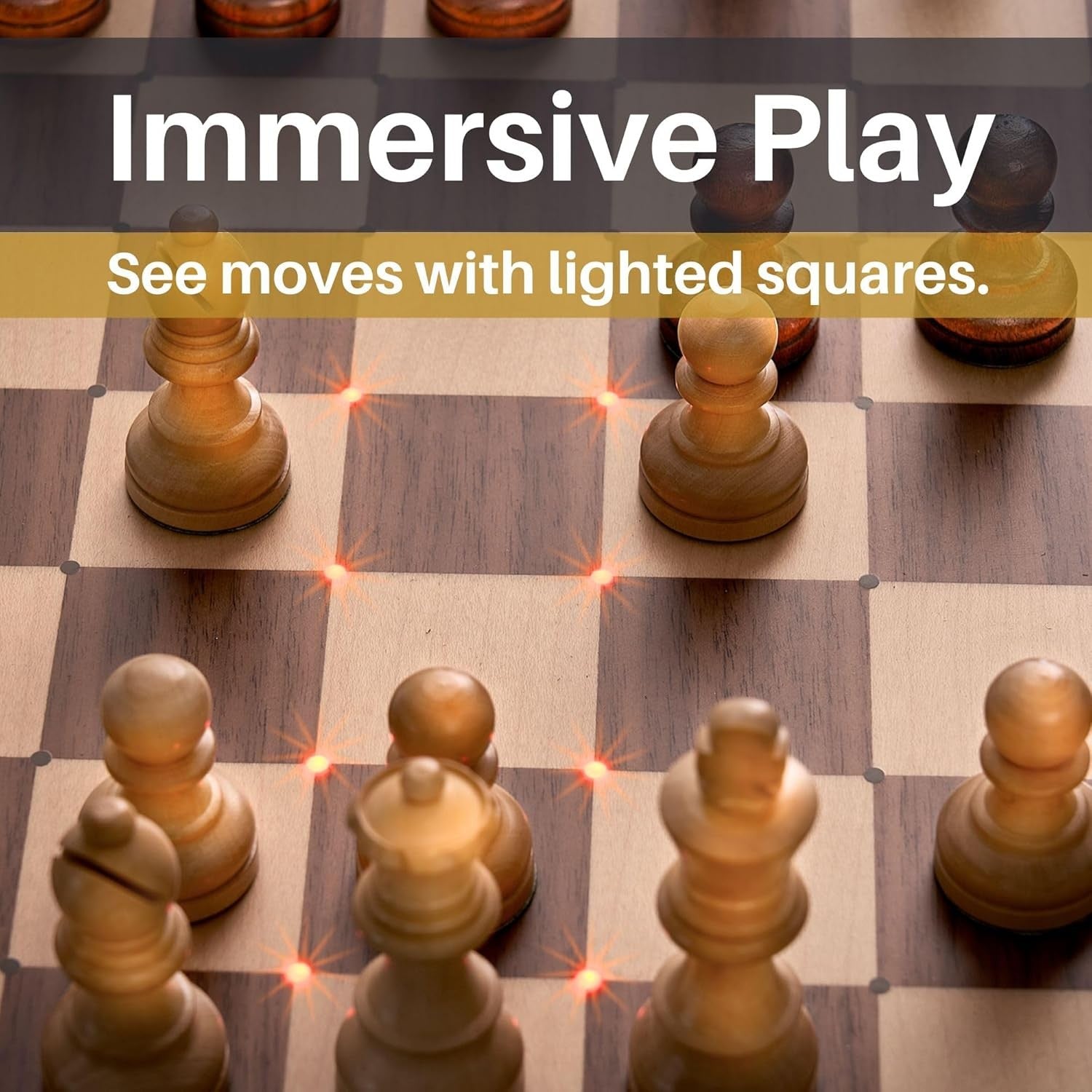 Premium Wooden Electronic Chess Set with LED Indicators & Piece Recognition