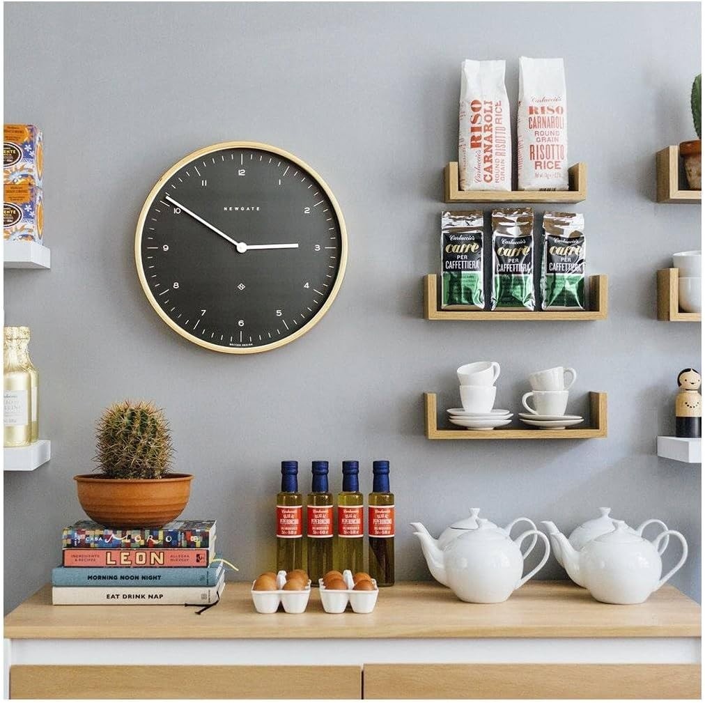 40cm Silent Wall Clock Modern Grey Dial Pale Wood Minimalist Design