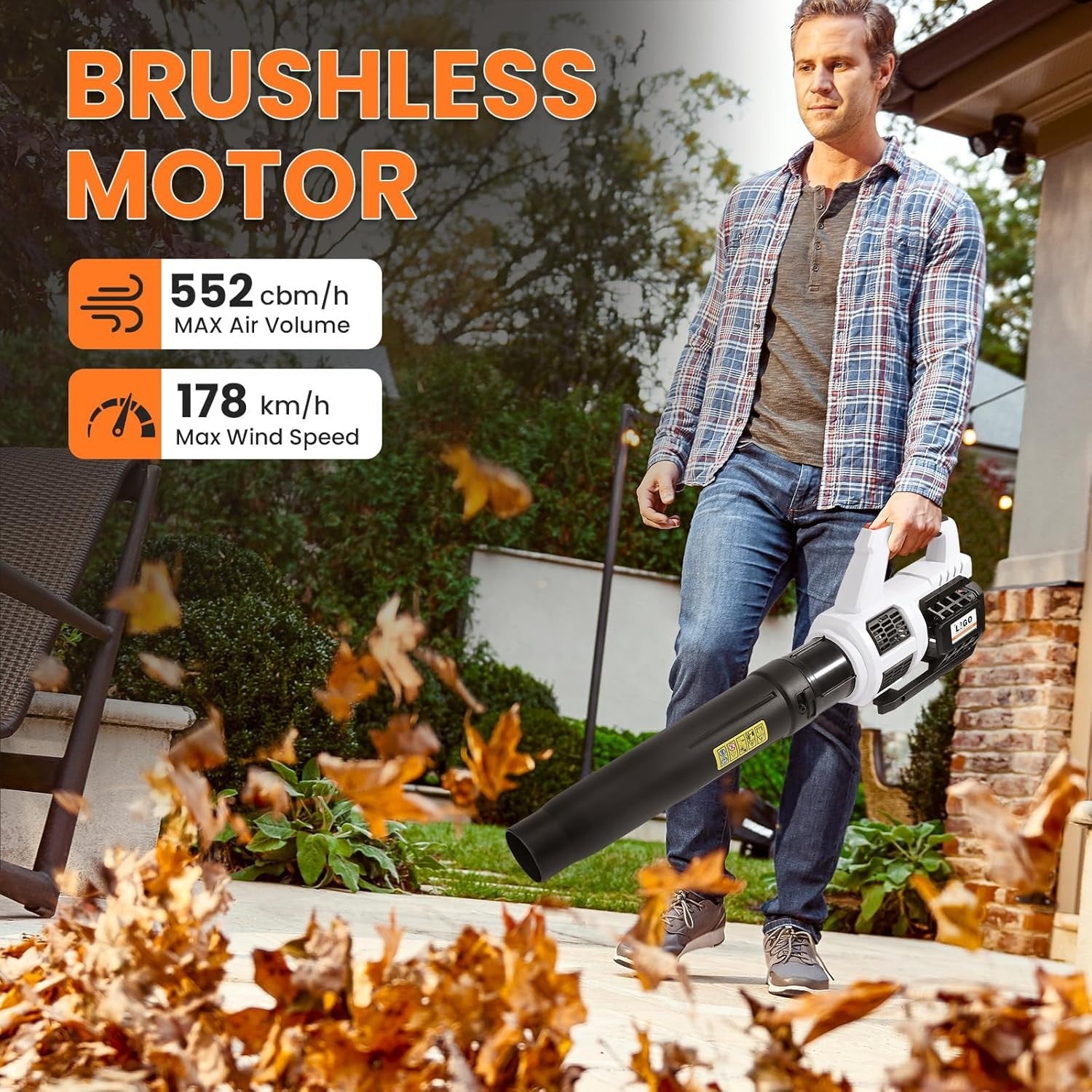 Cordless Leaf Blower 20V 4.0Ah Brushless Variable Speed Lightweight Lawn