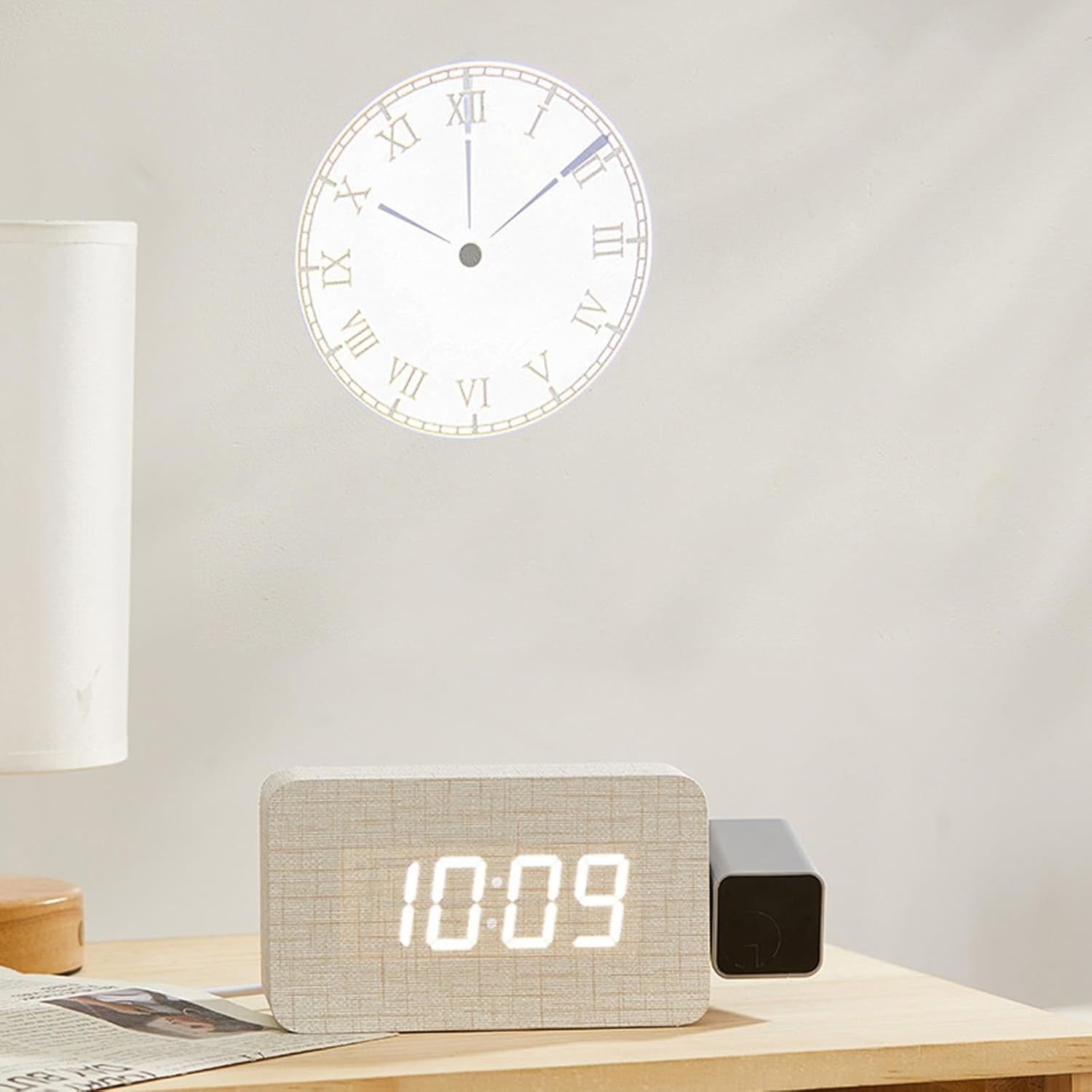 Projection Alarm Clock 180° Ceiling Wall LED Display Loud Alarm Bedroom
