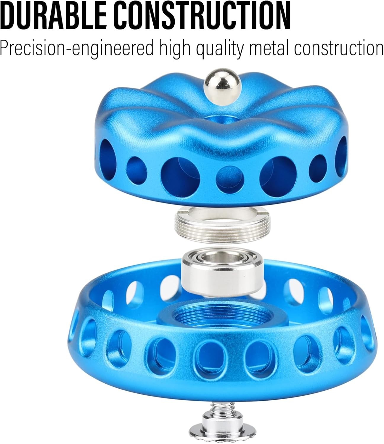 Silent Blue Metal Flower Fidget Spinner DIY Desk Coin Stress Toy